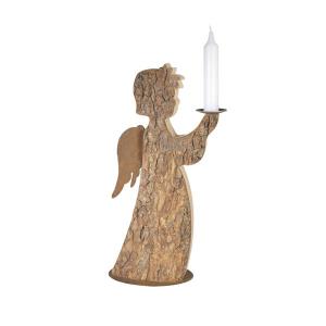 Angelo di legno porta candela da tavolo