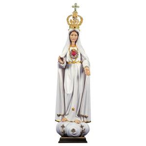 Sacro Cuore di Maria dei Pellegrini con corona filigrana Exclusive - Legno di tiglio scolpito