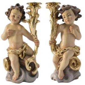 Pair angel candle holder