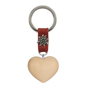 Heart keychain pine leather decor