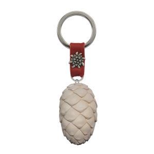 Pine cone keychain leather decor