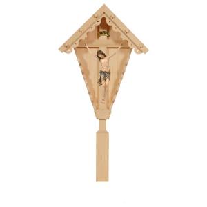 Corpus Siena on field cross for hanging light stained
