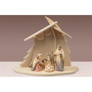 LI Familienstall Tannenbaum + 5 Figuren Licht Krippe