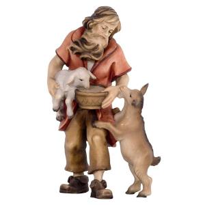 Standing Shepherd with Sheep and Goat