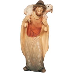 Shepherd with sheep on his shoulder