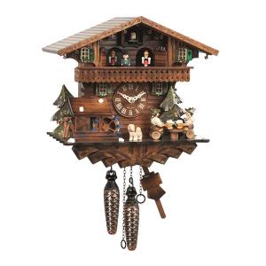 Quartz cuckoo clock with music and dancing couple