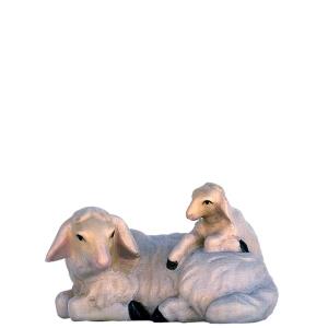 Sheep sleeping with lamb