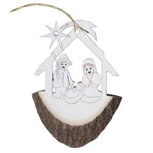 Bark slice Nativity with comet