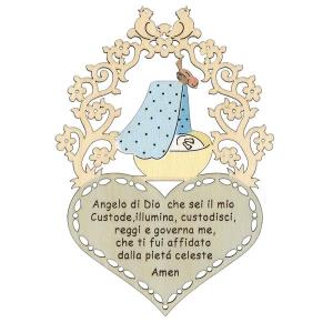Preghierina incisa su cuore e culla