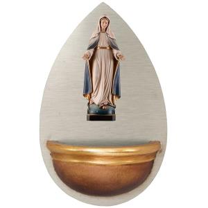 Aquasantiera con Madonna Immaculata in legno