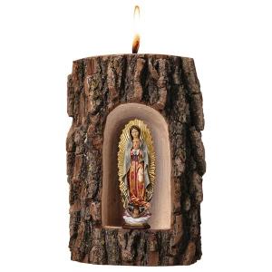 Madonna di Guadalupe in grotta olmo con candela