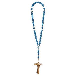 Rosenkranz Exclusive Marmoriert Blau mit Kreuz der Freundschaft Tau