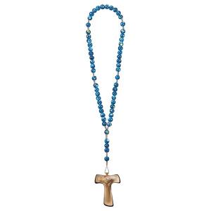 Rosenkranz Exclusive Marmoriert Blau mit Kreuz des Frieden Tau