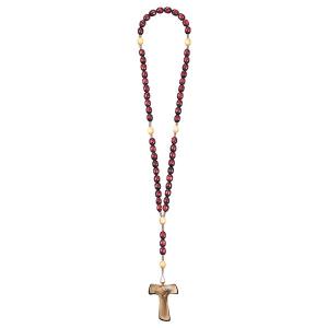 Rosenkranz Exclusive Rot-Holzton mit Kreuz des Frieden Tau