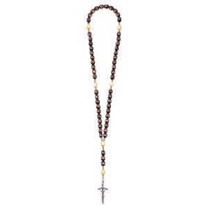 Rosenkranz Exclusive Braun-Holzton mit Papstkreuz