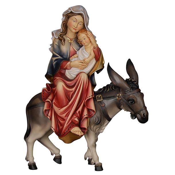 Maria seduta con bambino su asino (fuga in Egitto) - colorato