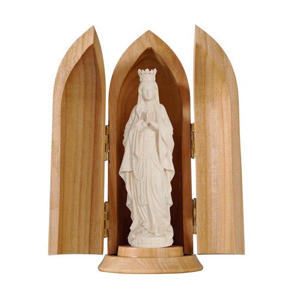 Madonna Lourdes con corona in nicchia - naturale