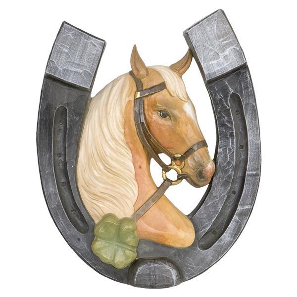 Ferro di cavallo con testa e quadrifoglio - colorato