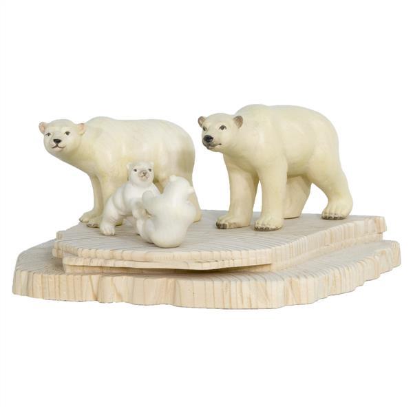 Gruppo di 4 orsi polari su base di ghiaccio - Acquarello