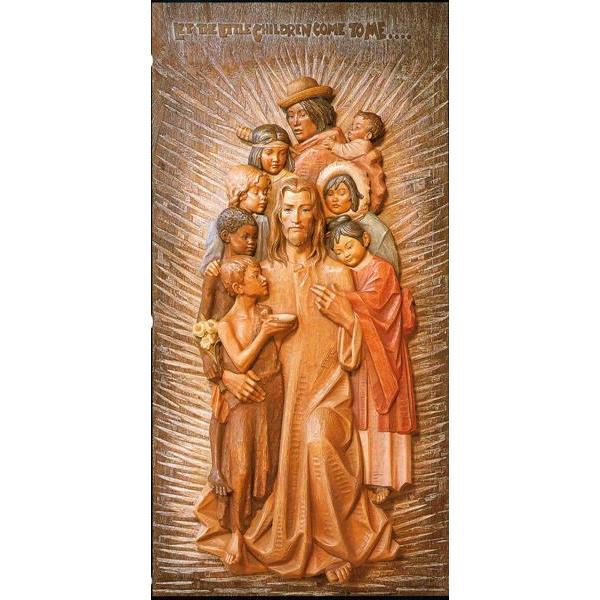 Gesù con i Bambini del Mondo - Fibra di Vetro Colorato