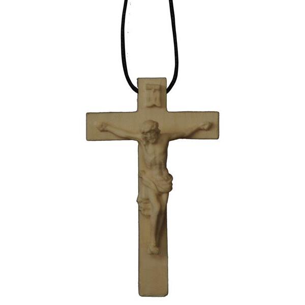 Collana - Croce con Gesù classica e cordino - naturale