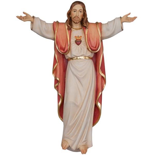 Sacro Cuore di Gesù da parete statua in legno - colorato