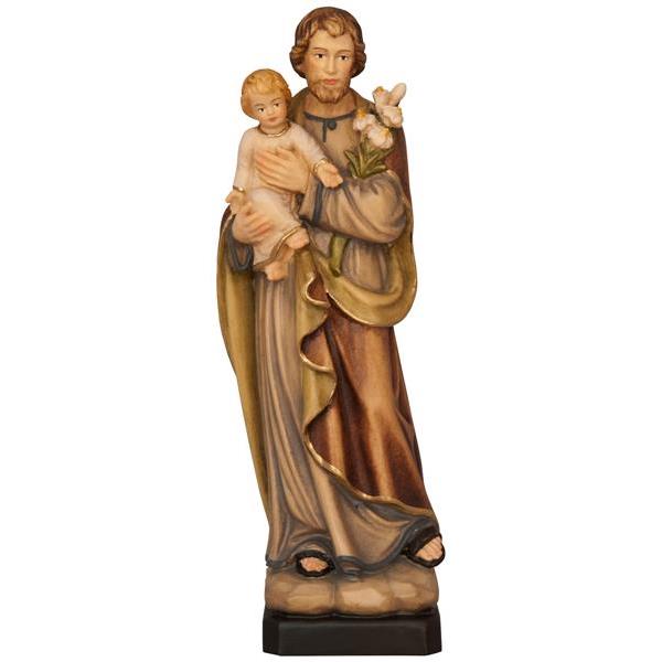 San Giuseppe con Bambino in legno - colorato