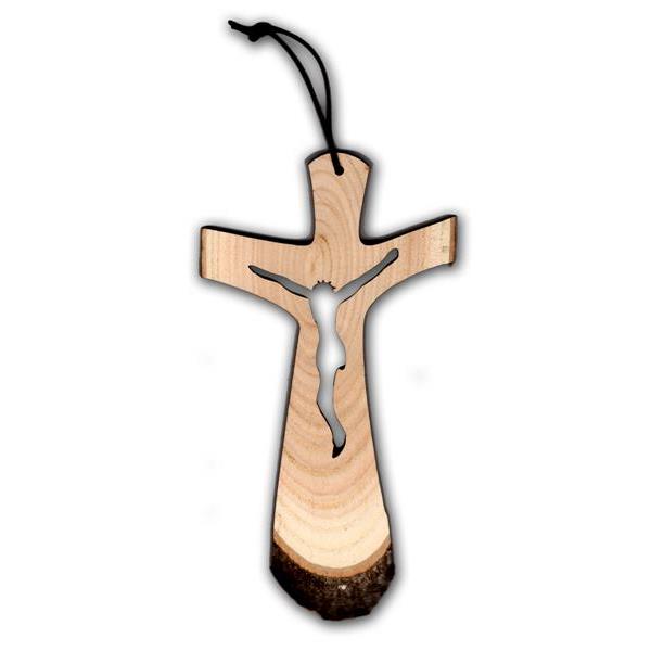 Croce traforata in legno di castagno - -