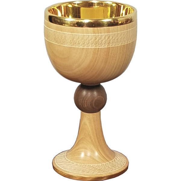 Coppa calice rivoltato legno ciliegio con nodo e fondello 18x10,5cm - -