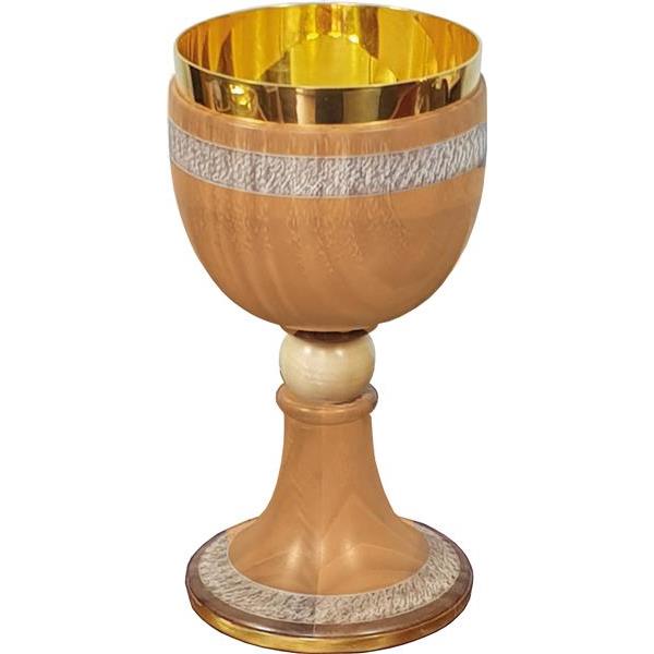 Coppa calice legno ciliegio con nodo e fondello 18x9cm - -