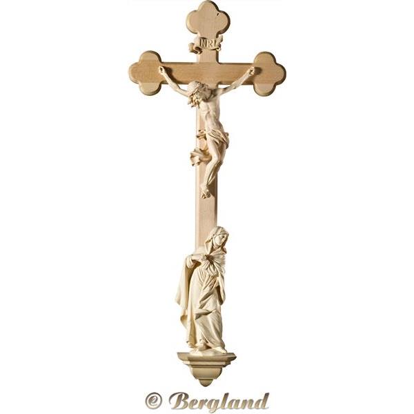 Cristo Barocco su croce barocca con Maria - naturale