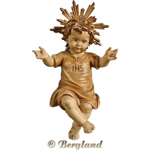 Gesù Bambino vestito "IHS" con aureola - brunito in più tinte